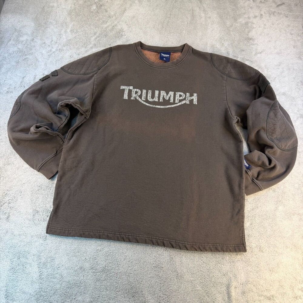 Triumph Motorcycles Heritage Sweatshirt XL Brown Quilted Moto Great Britain